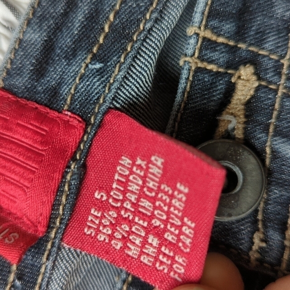 Y2K Tilt Micro Mini Jean Shorts Booty Shorts 2000's Star Embroidered - Picture 8 of 9